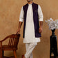 Jacquard Woven Silk Blend Waistcoat with Kurta Set ( 65KPWCS 592W W 4175 Maroon )