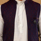 Jacquard Woven Silk Blend Waistcoat with Kurta Set ( 65KPWCS 592W W 4175 Maroon )
