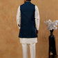 Jacquard Woven Silk Blend Waistcoat with Kurta Set ( 65KPWCS 592W W 4175 Teal )