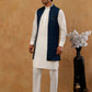Jacquard Woven Silk Blend Waistcoat with Kurta Set ( 65KPWCS 592W W 4175 Teal )