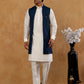Jacquard Woven Silk Blend Waistcoat with Kurta Set ( 65KPWCS 592W W 4175 Teal )
