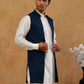 Jacquard Woven Silk Blend Waistcoat with Kurta Set ( 65KPWCS 592W W 4175 Teal )