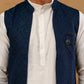 Jacquard Woven Silk Blend Waistcoat with Kurta Set ( 65KPWCS 592W W 4175 Teal )