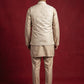 Men Woven Nehru Jacket With Kurta Set ( 65KPWC 5586BG 4179Cream )
