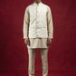 Men Woven Nehru Jacket With Kurta Set ( 65KPWC 5586BG 4179Cream )