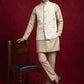 Men Woven Nehru Jacket With Kurta Set ( 65KPWC 5586BG 4179Cream )