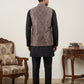Men Paisley Embroidered Cotton Blend Nehru Jacket Kurta Set ( 65KPWC 5586B 4170Brown )