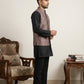 Men Paisley Embroidered Cotton Blend Nehru Jacket Kurta Set ( 65KPWC 5586B 4170Brown )