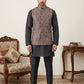 Men Paisley Embroidered Cotton Blend Nehru Jacket Kurta Set ( 65KPWC 5586B 4170Brown )