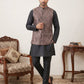 Men Paisley Embroidered Cotton Blend Nehru Jacket Kurta Set ( 65KPWC 5586B 4170Brown )