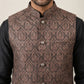 Men Paisley Embroidered Cotton Blend Nehru Jacket Kurta Set ( 65KPWC 5586B 4170Brown )