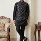 Men's Designer Sequins Nehru Jacket with Kurta Pyjama ( 65KPWC 5586B 4173Black )