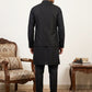 Men's Designer Sequins Nehru Jacket with Kurta Pyjama ( 65KPWC 5586B 4173Black )