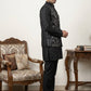 Men's Designer Sequins Nehru Jacket with Kurta Pyjama ( 65KPWC 5586B 4173Black )