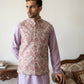 Men Embroidered Ethnic Nehru Jacket with Kurta & Pyjama Set ( 65KPWC 5586L 4164Peach )
