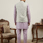 Men Embroidered Cotton Blend Nehru Jacket with Kurta Pyjama Set ( 65KPWC 5586L 4171Off-White )