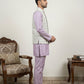 Men Embroidered Cotton Blend Nehru Jacket with Kurta Pyjama Set ( 65KPWC 5586L 4171Off-White )