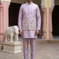 Embroidered Nehru Jacket With Kurta Pyjama Set ( 65KPWC 5586L 4181Lavender )