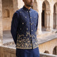 Embroidered Nehru Jacket With Kurta Pyjama Set ( 65KPWC 5586N 4182Navy )