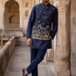 Embroidered Nehru Jacket With Kurta Pyjama Set ( 65KPWC 5586N 4182Navy )