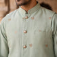 Embroidered Nehru Jacket With Kurta Pyjama Set ( 65KPWC 5586P 4181Pista )