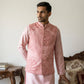 Men Printed Cotton Blend Nehru Jacket with Kurta Set ( 65KPWC 5586Pe 4158Peach )