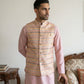 Men Cotton Blend Woven Nehru Jacket with Kurta Set ( 65KPWC 5586Pe 4161Peach )