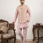 Men Cotton Blend Woven Nehru Jacket with Kurta Set ( 65KPWC 5586Pe 4161Peach )
