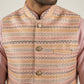 Men Cotton Blend Woven Nehru Jacket with Kurta Set ( 65KPWC 5586Pe 4161Peach )