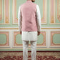Men's Designer Sequins Nehru Jacket with Kurta Pyjama ( 65KPWC 5586Pe 4173Peach )