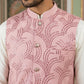 Men's Designer Sequins Nehru Jacket with Kurta Pyjama ( 65KPWC 5586Pe 4173Peach )