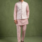 Men Woven Nehru Jacket With Kurta Set ( 65KPWC 5586Pe 4180Peach )