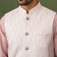 Men Woven Nehru Jacket With Kurta Set ( 65KPWC 5586Pe 4180Peach )