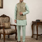 Men's Floral Jacquard Silk Blend Nehru Jacket with Kurta Set ( 65KPWC 5586Pi 4155Pista )