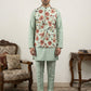 Men's Floral Printed Nehru Jacket with Kurta Pyjama Set ( 65KPWC 5586Pi 4160Pista )