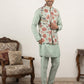 Men's Floral Printed Nehru Jacket with Kurta Pyjama Set ( 65KPWC 5586Pi 4160Pista )