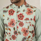 Men's Floral Printed Nehru Jacket with Kurta Pyjama Set ( 65KPWC 5586Pi 4160Pista )