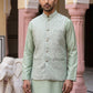 Jacquard Woven Nehru Jacket With Kurta Set ( 65KPWC 5586Pi 4184Pista )