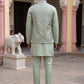 Jacquard Woven Nehru Jacket With Kurta Set ( 65KPWC 5586Pi 4184Pista )