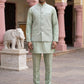 Jacquard Woven Nehru Jacket With Kurta Set ( 65KPWC 5586Pi 4184Pista )