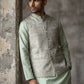 Jacquard Silk Woven Nehru Jacket with Kurta Pyjama Set ( 65KPWC 5586Pi 4185Pista )