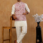 Men Embroidered Ethnic Nehru Jacket with Kurta & Pyjama Set ( 65KPWC 5586W E 4164 Peach )