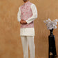 Men Embroidered Ethnic Nehru Jacket with Kurta & Pyjama Set ( 65KPWC 5586W E 4164 Peach )
