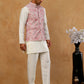 Men Embroidered Ethnic Nehru Jacket with Kurta & Pyjama Set ( 65KPWC 5586W E 4164 Peach )