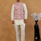 Men Embroidered Ethnic Nehru Jacket with Kurta & Pyjama Set ( 65KPWC 5586W E 4164 Peach )