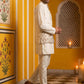 Embroidered Nehru Jacket With Kurta Pyjama Set ( 65KPWC 5586W 4182White )