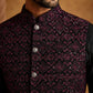 Men's Velvet Nehru Jacket With Solid Kurta Pyjama. ( 65KPWC 592B 4151Purple )