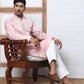 Men’s Silk Blend Ethnic Embroidered Kurta Pyjama (65KP P 5329 Pink ) [FF] [B-1-2]