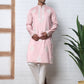 Men’s Silk Blend Ethnic Embroidered Kurta Pyjama (65KP P 5329 Pink ) [FF] [B-1-2]