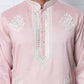 Men’s Silk Blend Ethnic Embroidered Kurta Pyjama (65KP P 5329 Pink ) [FF] [B-1-2]